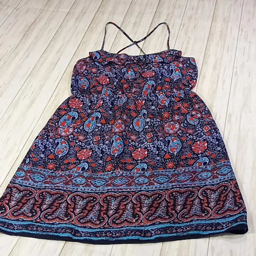 American Eagle Outfitters Navy/ Paisley Print Sleeveless Sheer Dress Size S/P - Picture 1 of 16